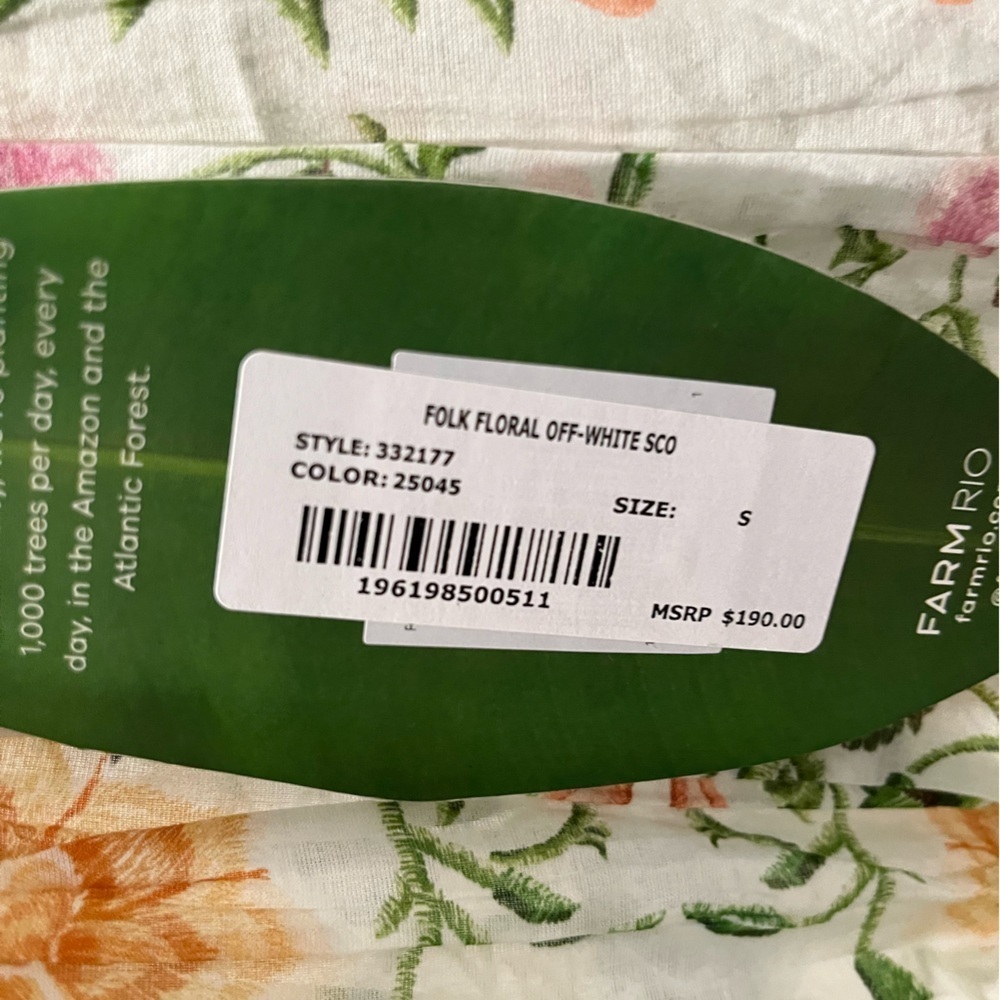 NWT Farm Rio Folk Floral Off-White Scoop Neck Short Sleeve Blouse Top - Picture 7 of 8